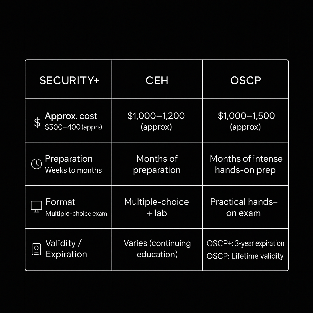 How to choose between Security+, CEH and OSCP